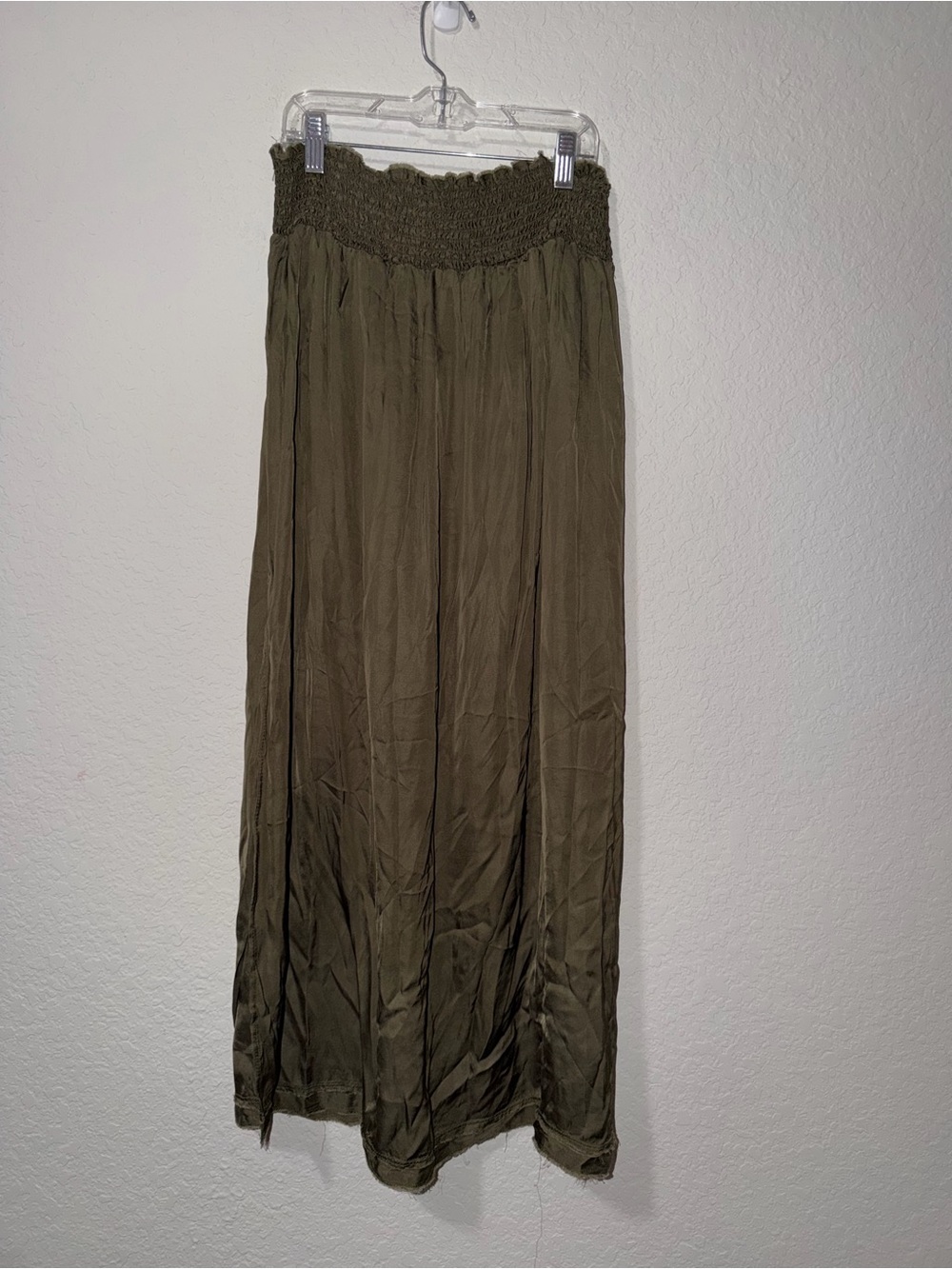 NWT aerie Green Olive Smocked-Waist Flowy Maxi Skirt